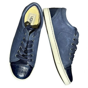 UGG Australia Womens Blue Leather Faux Croc Low Top Fashion Sneakers Size 9